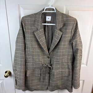 G. Label by Goop Hermann Drawstring Plaid Blazer